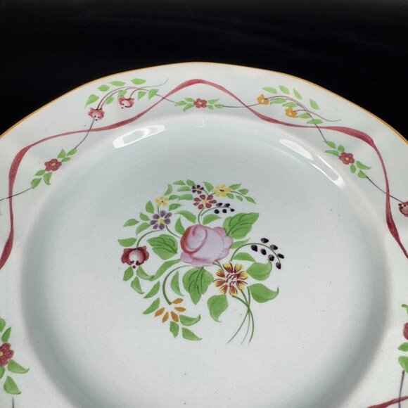 1950s Adams England Calyx Ware Ceramic 9in Dish Plate Set 4 Porcelain Floral VTG - Picture 9 of 15